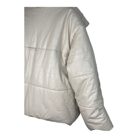 Nanushka Hide Okobor Alt-Leather Textured Puffer Jacket Cream White Size XS - Picture 10 of 16